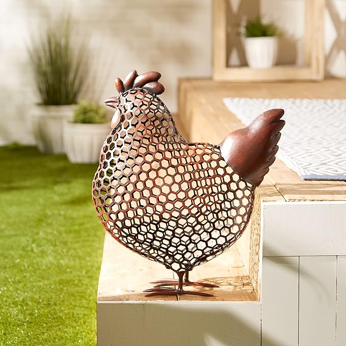 Accent Plus Chicken Wire Chicken Sculpture