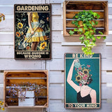 MorningRo 2 Pcs Funny Metal Tin Garden Sign 12'' x 8'' Gifts for Plant Lovers Women Grandma Mom Garden Decor Metal Tin Sign for Farmhouse Greenhouse Patio Yard Wall Decor Indoor Outdoor(Girls)