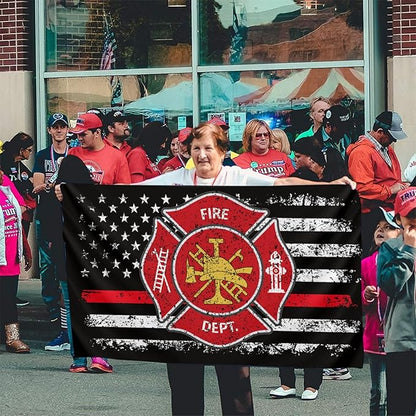 Firefighter Flag 3 X 5 Ft Polyester with Brass Grommets For Lawn Patio Yard Garden Home Outdoor Decor Fade Resistant Banner