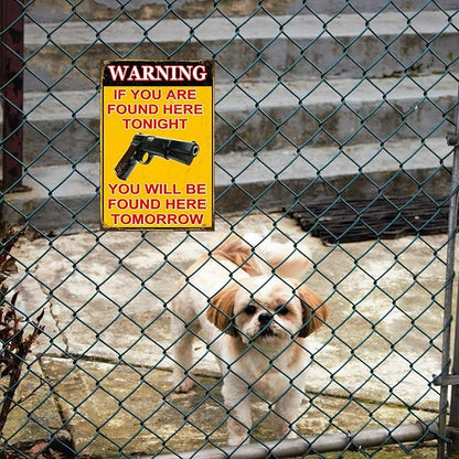 Funny No Trespassing Sign, Metal Warning Tin Signs, You are here Tonight, Yard Sign Garage Farm Garden Wall Decor Sign Plaque Outdoor for Home Fence 8 X 12 Inches
