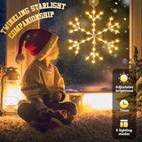 Tuanse 4 Pcs Christmas Silhouette Window Lights Christmas Snowflake Lights with Remote Control LED Lighted Snowflake Decorations Xmas for Window Wall (Warm White)