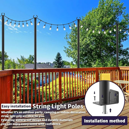 LETIANPAI 10 Pack String Light Poles,5 Ft Metal Poles for Outdoor String Lights,Outdoor Light Poles,Poles/Post/Stand for Outside