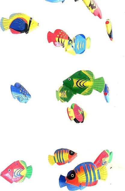 Fish Wind Chime Wooden Hand Painted Fish Mobile Tropical Fish Nautical Decor - OMA Brand (Small)