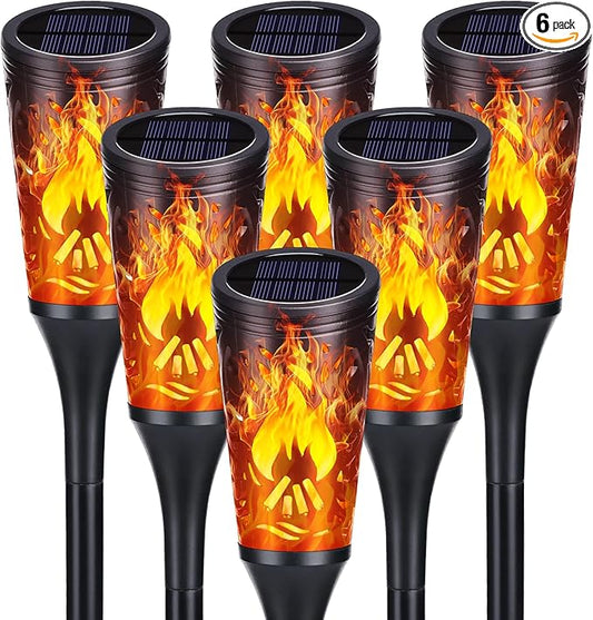 Toodour Solar Lights Outdoor, 6 Pack Solar Torch Lights with Flickering Flame, IP65 Waterproof Yard Lights Landscape Decoration Lighting for Outside Garden Lawn Pathway Patio Decorations