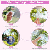 Stained Glass Window Hanging, Blue Jellyfish & Flowers Circular Painted Glass Suncatcher with Chain & Suction Cup for Home Garden Door Decor, Birthday for Women Men Mom 7.8 in