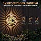 Decorative Solar Mandala Lights, Metal Solar Powered Outdoor Deck Step Wall Lights, Mandala Theme Waterproof Fence Light for Garden Post Patio Backyard Yard Decor (4)