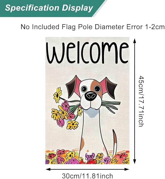 BlissYard Welcome Spring Garden Flag 12x18 Inch Double Sided Cartoon Dog Seasonal Small Flags For Outside Outdoor Decor Yard Farmhouse Holiday Spring Summer Decorations Yard Flags