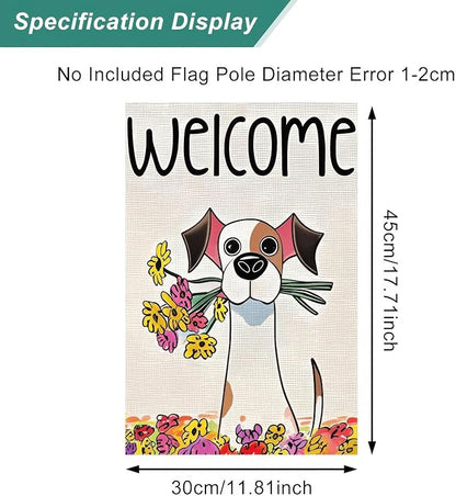 BlissYard Welcome Spring Garden Flag 12x18 Inch Double Sided Cartoon Dog Seasonal Small Flags For Outside Outdoor Decor Yard Farmhouse Holiday Spring Summer Decorations Yard Flags