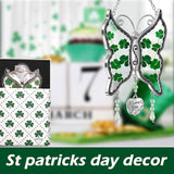 KY&BOSAM Shamrock Butterfly Suncatcher I Love You Irish Stained Glass for Windows Hangings Ornament for Wind Chiem Real Flower Wings Gift fo Women St Patrick's Day Mothers Day Valentine's Home Decor
