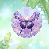 10x10 Inch Wind Spinner Outdoor Hanging Purple Butterfly Metal Kinetic Spiral Ornament for Yard Garden Patio Porch Balcony Tree Window Decor Gift
