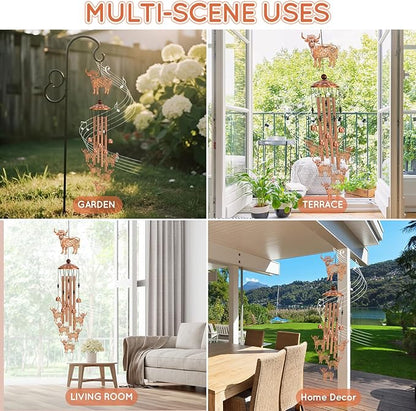 Highland Cow Wind Chimes for Outside Metal Windchimes Highland Cow Gifts for Women Men Garden Decor for Patio Yard Sympathy Memorial