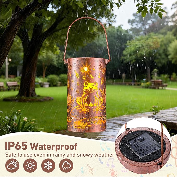 Retisee Frog Design Solar Wind Chimes Outdoor Metal Frog Gifts Solar Light Windchimes Outside Indoors Christmas Decoration Birthday Gift for Home Lawn Porch Patio Garden Yard