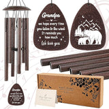 Grandpa Gifts Wind Chimes - Metal Windchimes with Card Indoor Outdoor Garden Patio Yard Hanging Decor Appreciation Grandparents Day Retirement Birthday Gift for Grandfather from Grandkids