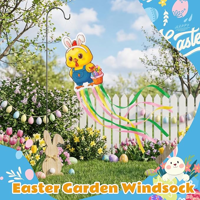 Soulchen Easter Chick Windsock Decorations for Outside 40'' Windsocks for Easter Day Decorations Hanging Chick for Farmhouse Garden Home Yard Decor