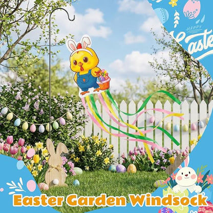 Soulchen Easter Chick Windsock Decorations for Outside 40'' Windsocks for Easter Day Decorations Hanging Chick for Farmhouse Garden Home Yard Decor