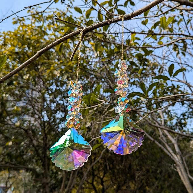 Crystal suncatchers, 76mm Axe AB auraro Crystals Sun Catchers with Crystals Chandelier Beads,Hanging Window Suncatchers, Rainbow Make for car,Ceiling,Wedding, Party, Mom,Daughter Gift(2 pcs)