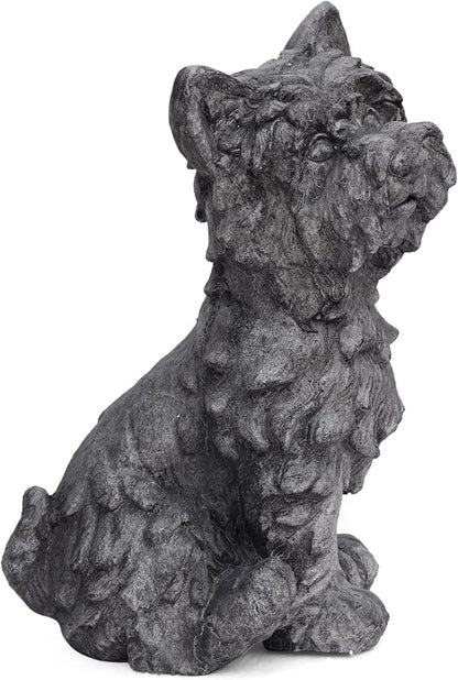 Cricket Dog CAST SONE Garden Statue, Outdoor Terrier Dog Garden Statue, Antique Gray Finish, No Assembly Required