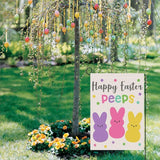 Welcome Easter Garden Flag 12x18 Inch Vertical Double Sided Happy Easter Peeps Small Burlap Flag Holiday Yard Home Outdoor Decoration