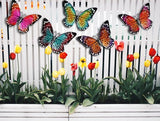 5 Pcs Metal Butterfies Fence Yard Art Garden Decor, 6.5" Butterfly for Outdoor Patio Backyard Balcony Sculpture, Colorful in Bulk
