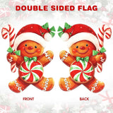 Christmas Garden Flags 12x18 Inch Double Sided, Xmas Gingerbread Man Yard Flag for Outside, Winter Seasonal Outdoor Decoration Farmhouse Front Porch Holiday Decor