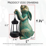 Rabbit Garden Statue Outdoor Décor with Solar Lights Lantern,Rabbit Solar Light Figurines Outside Decorations for Yard，Lawn, Patio, Balcony, Unique Housewarming Gifts