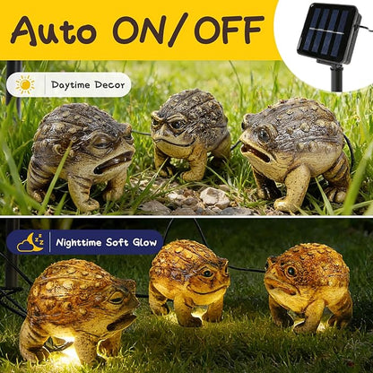 HUYIENO Solar Garden Statue Outdoor Decor Toad Ornament Waterproof Solar Powered LED Lights Frog Garden Decor for Yard, Patio, Lawn Gift for Mom, Women, Housewarming
