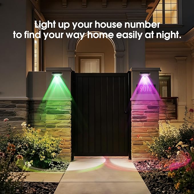 AUDLES Solar Fence Lights Outdoor, 8 Modes Warm & RGB 6 Color Fence Lights Solar Powered for Outside, IP65 Waterproof, 60 Lumens Solar Light for Step, Pathway, Garden, Deck, Stairs - 12 Pack