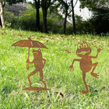 2 Pcs Rusty Metal Frog Decorative Garden Stakes, Gifts for Women/Men/Lovers Gifts, Metal Garden Stakes Decorative for Yard Art Outside Patio, Lawn Outdoor Decor
