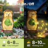 GIGALUMI Solar Garden Decor Watering Hedgehog Statues, Outdoor Decor for Yard Art Lawn Ornaments Porch Patio Balcony Home House. Birthday Gifts for Women Mom Grandma