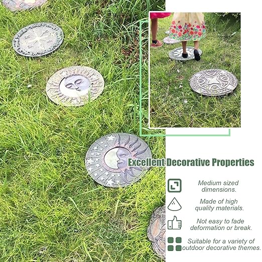 Kunovo Luminous Garden Stepping Stone, Retro Style Outdoor Backyards Pathway Décor Step Stones, Weatherproof Garden Landscaping Decorative Stone (Size : Style1), 58741