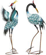 36.8" Metal Crane Garden Statue, Handcrafted Extra-Large Blue Heron Decor Sculptures with Stable U-Ground Stakes, Backyard Decoration, Metal Garden Bird Animal Yard Art, Lawn Ornament Decor