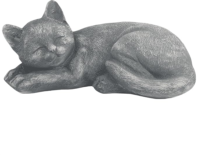 GENUINQ Garden Sleeping Cat Memorial Stone Cat Grave Marker Remembrance Kitten Statues for Garden,Patio,Lawn,Grave Decor Pet Sympathy Gift
