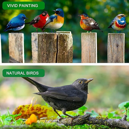 5pcs Vivid Metal Birds Fence Decor Painted Outdoor Garden Bird 2D Sculptures Art Outdoor Sculptures Metal Statues for Yard Fences Outside Lawn Patio Balcony Patio Bird Lovers