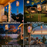 Solar Wind Chimes for Outside, Butterfly Gifts Women 3D Multicolor Waterproof Solar Lantern Chimes Outdoor Lights Hanging Decor for Garden, Porch, Yard Gifts for Mom Grandma