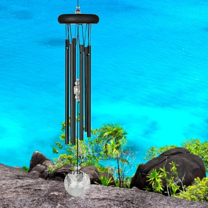 Woodstock Wind Chimes for Outside, Garden Decor, Outdoor Decor for Your Patio and Porch (16") Woodstock Crystal Meditation Black Wind Chimes Gifts (CCMK)