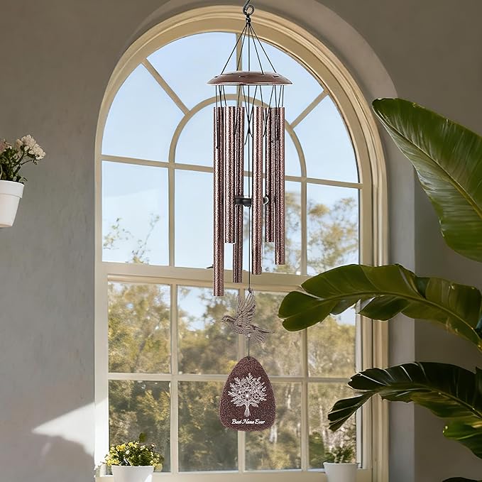 Nana Gifts Wind Chimes - Metal Hummingbird Windchimes with Card Indoor Outdoor Hanging Decor Best Grandma Gift from Grandkids for Appreciation Grandparents Day Christmas New Year Birthday