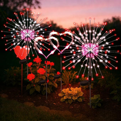 PEVOROS Garden Decor Solar Lights Outdoor,4 Pack 120LED Waterproof Colorful Solar Garden Lights Your Outdoor Decoration,Yard, Patio, Porch,Flower Pot,Pathway,Christmas (Red, White, Pink)