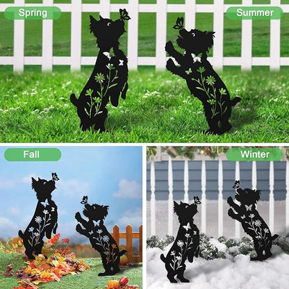 Dog Stakes for Outside, Lawn Ornaments Yorkie Metal Garden Decor for Outdoor,Yard,Lawn,Garden Decor Stakes