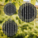 Tribal Boho Geometric Stripes Round Wind Spinner 8", 3D Stainless Steel Wind Spinners for Yard and Garden Black Indoor Outdoor Metal Hanging Craft Ornaments for Porch Lawn Home Party Decoration