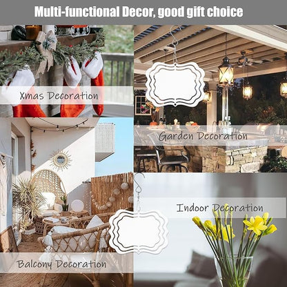 12 Pack 3inch Sublimation Wind Spinner Blanks 3D Aluminum Metal Wind Sculpture Kinetic Spinners for Yard and Garden Indoor Art Sublimation Christmas Ornament Hanging Decoration (Photo Frame)