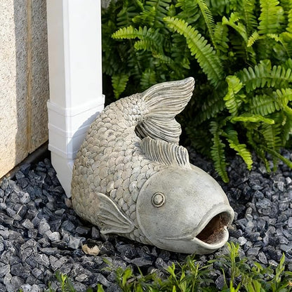Fish Gutter Guardian Downspout Extender - Decorative Rainwater Splash Block Statue with Realistic Stone Finish,for Garden,Yard Lawn Drainage Decor