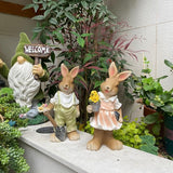 Rabbit Statues Outdoor, Bunny Garden Statue Patio Yard Deco Lucky Rabbit Outdoor Bunny Figurines and Statues Grandma Mom Women Gifts,8.1 inch (2 Pack)