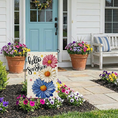 CROWNED BEAUTY Spring Garden Flag Daisy Welcome 12x18 Inch Double Sided Small Seasonal Holiday Floral Farmhouse Decoration for Outdoor Lawn Yard