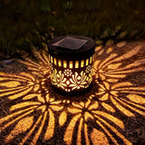 Decorative Solar Mandala Lights - Outdoor Metal Solar Powered Deck Step Wall Lights, Mandala Theme Waterproof Fence Mini Light for Garden Post Patio Backyard Yard Decor (Peony, Yellow)