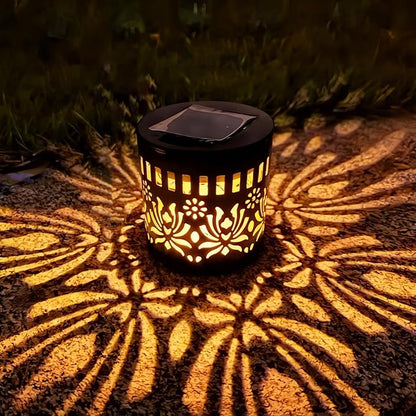 Decorative Solar Mandala Lights - Outdoor Metal Solar Powered Deck Step Wall Lights, Mandala Theme Waterproof Fence Mini Light for Garden Post Patio Backyard Yard Decor (Peony, Yellow)