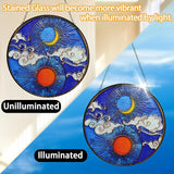 Stained Glass Window Hanging Sun Moon and Cloud Suncatcher - Handmade Stained Glass Suncatchers Hanging with Chain and Hook - Outdoor Garden Decor Housewarming Gift for Christmas and Thanksgiving