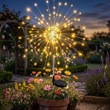 btfarm 1 Pack Solar Garden Lights Outdoor, 8 Modes Firework Lights Solar Powered, Waterproof Twinkle Fairy Light Outside for Yard Patio Pathway Pool Christmas Party Decorative, Warm White