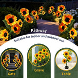 Sunflower Solar Flowers Lights - Solar Garden Lights Outdoor Waterproof, 40 Hour Solar Powered Outside Decor Decoration for Yard Patio Pathway Lawn, Birthday Gifts for Mom, 2pcs