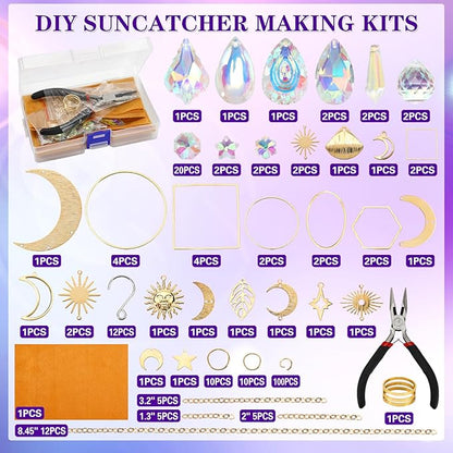 Sun Catcher Kits for Adults, 228pcs DIY Suncatcher Making Supplies Arts and Crafts for Girls Women Hanging Ornaments for Indoor Windows Prism with Crystal Balls Gift for Birthday Mother's Day
