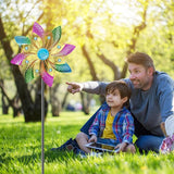 Colorful Outdoor Wind Spinner, Kinetic Small Garden Windmill with Stake, Geometric Metal Pinwheels for Yard Patio Art Decor(B-Colorful-1PCS)
